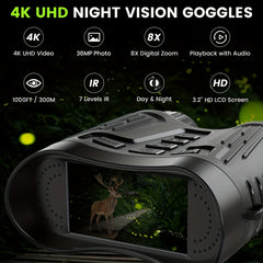 Night Vision Binoculars 4K Infrared Goggles with 8X Digital Zoom