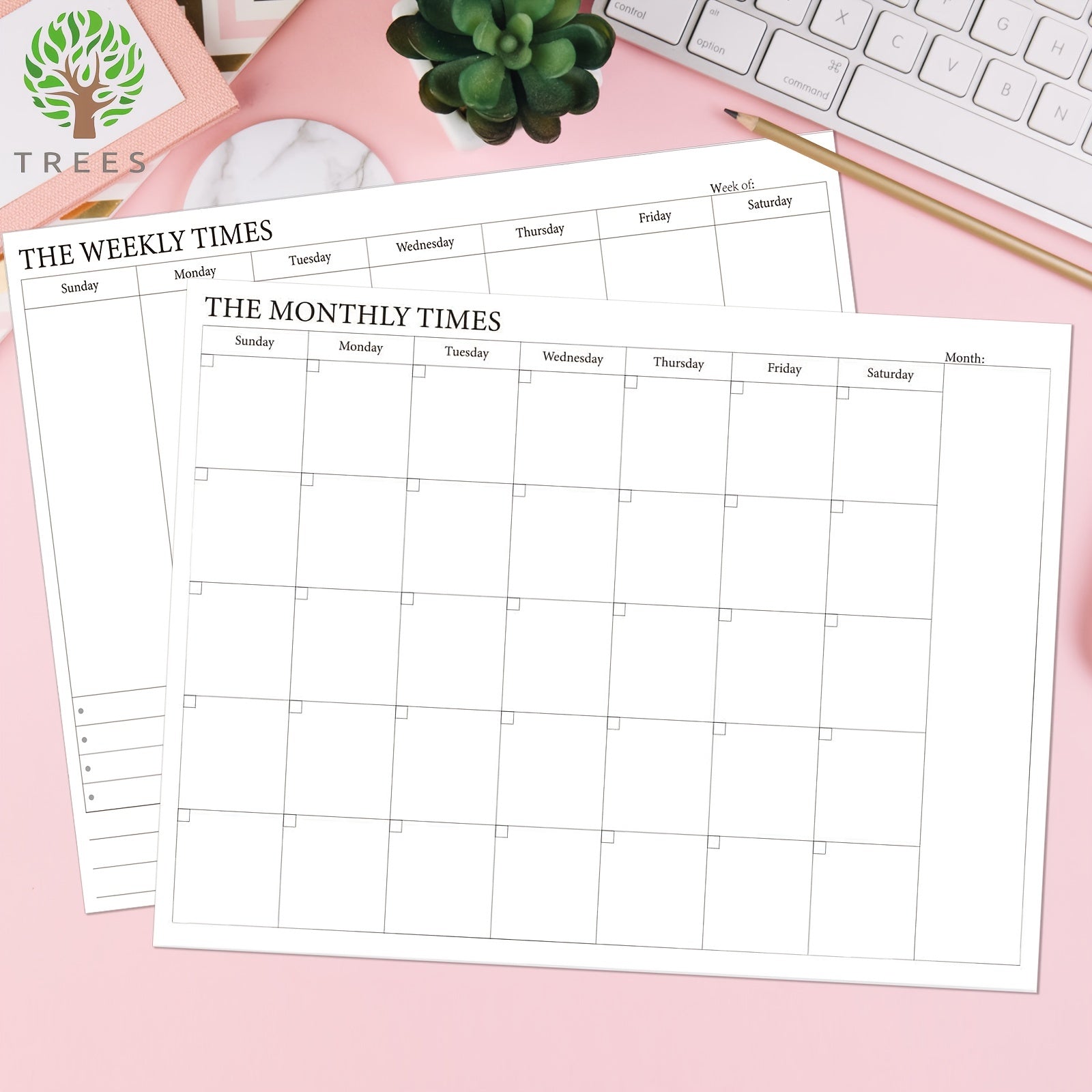 Trees 1pc Monthly Planner 27 21 Planning Pad Undated Desk Calendar