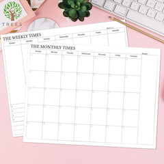 Trees 1pc Monthly Planner 27 21 Planning Pad Undated Desk Calendar