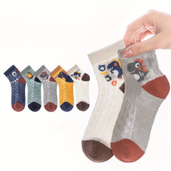 5 Pairs Kids Dino Socks, Breathable Mesh Boys Summer Socks