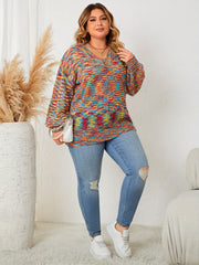 Heathered Lantern Sleeve V Neck Sweater