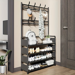 Coat Rack Shoe Rack Organizer with Storage Shelves & Hooks