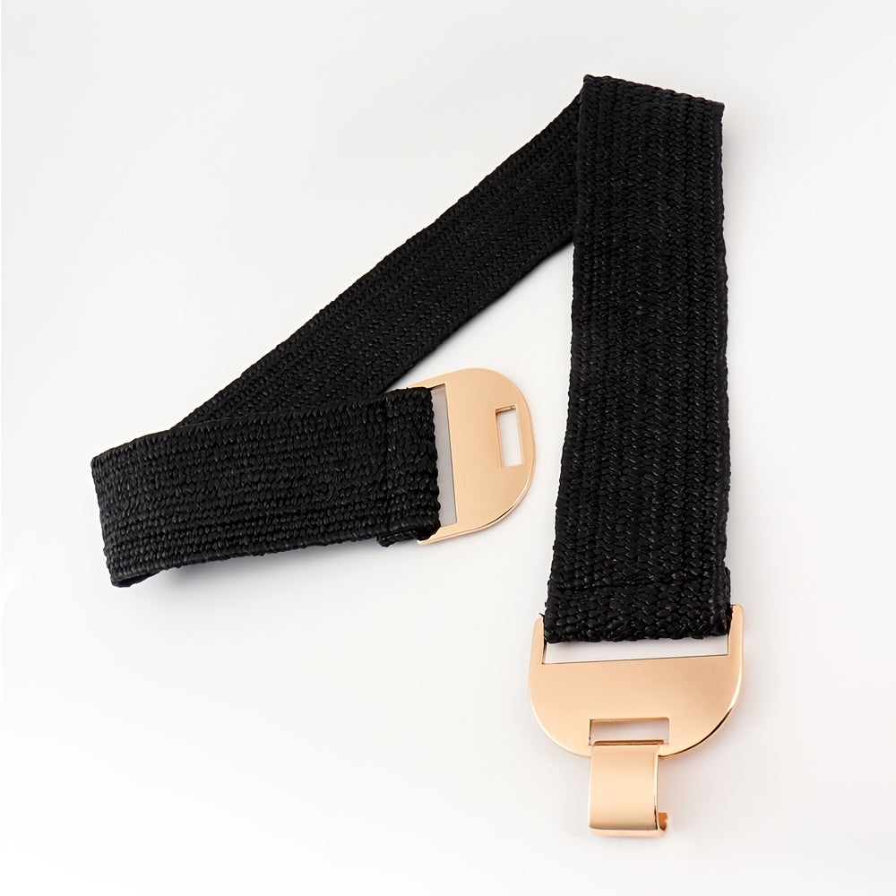 Summer Grass Girdle Women's Elastic Belt Geometric Buckle