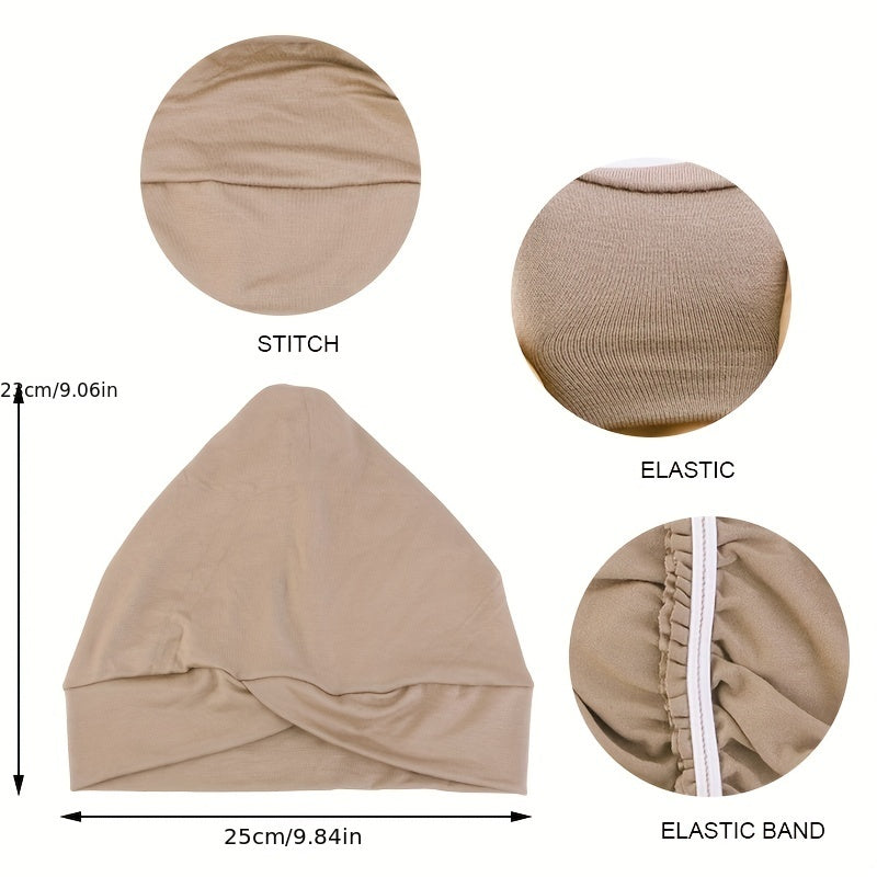 Forehead Cross Turban Cap Inner Solid Head Wrap Bandana