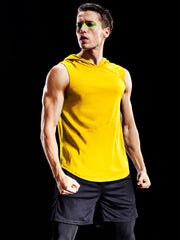Men's Quick Drying Sleeveless Hooded Vest for Fitness Training