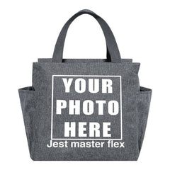 Photo Pattern Insulated Lunch Bag Thick Cooler Box Canvas Tote Food Storage Bag