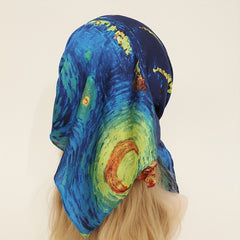 Vintage Starry Sky Print Bandana Silk Scarf Classic Head Wrap Turban