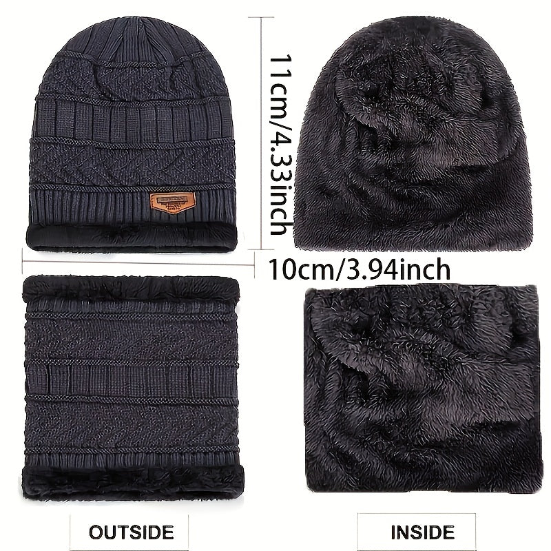 Winter Warm Knitted Hat & Scarf Set Windproof Beanie