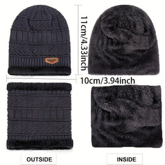 Winter Warm Knitted Hat & Scarf Set Windproof Beanie