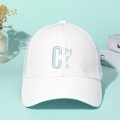 Letter Embroidery Mesh Trucker Hat Solid Cotton Breathable Baseball Cap