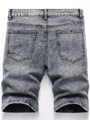 Men's Distressed Denim Shorts Medium Stretch Casual Street Style