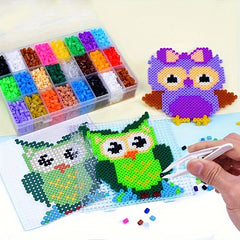 1000pcs 5mm Fuse Beads Kit 24 Colors Ironing Paper Pegboard Tweezers Art & Craft