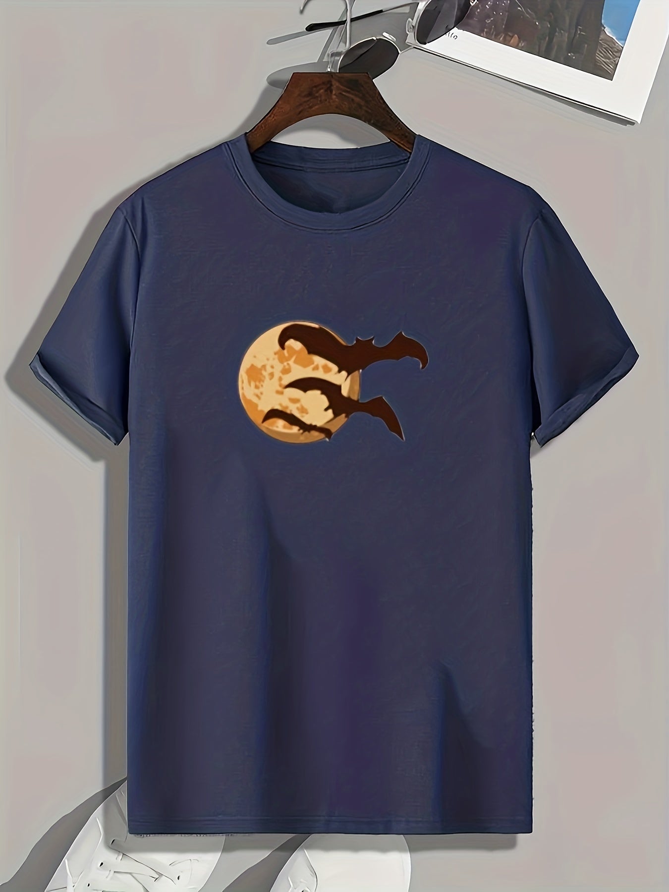 Halloween Bats Print Men's Graphic T shirt Casual Comfy Tees