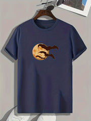 Halloween Bats Print Men's Graphic T shirt Casual Comfy Tees