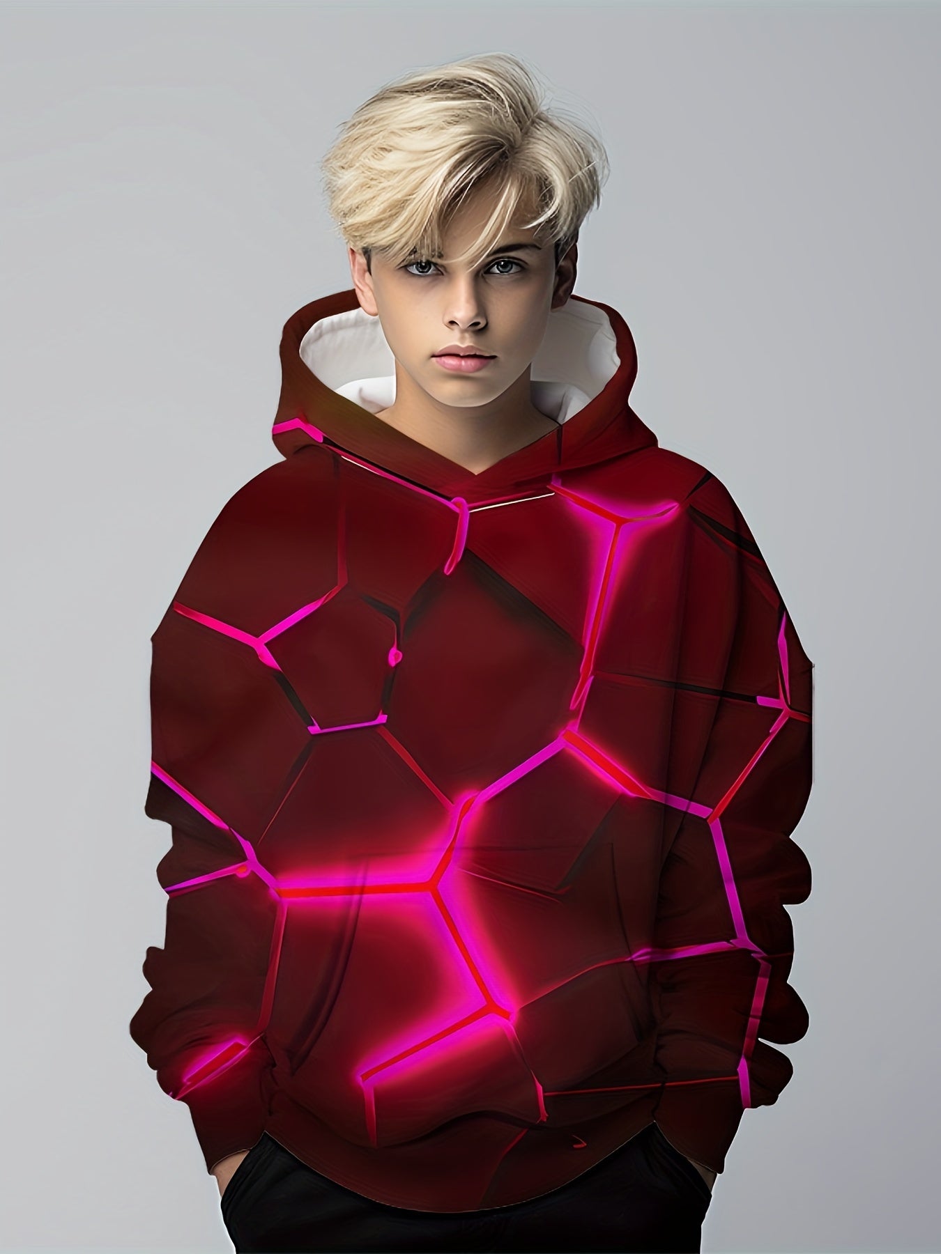 Kids Flame 3D Print Hoodie Hip Hop Sports Casual Tops