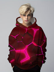 Kids Flame 3D Print Hoodie Hip Hop Sports Casual Tops