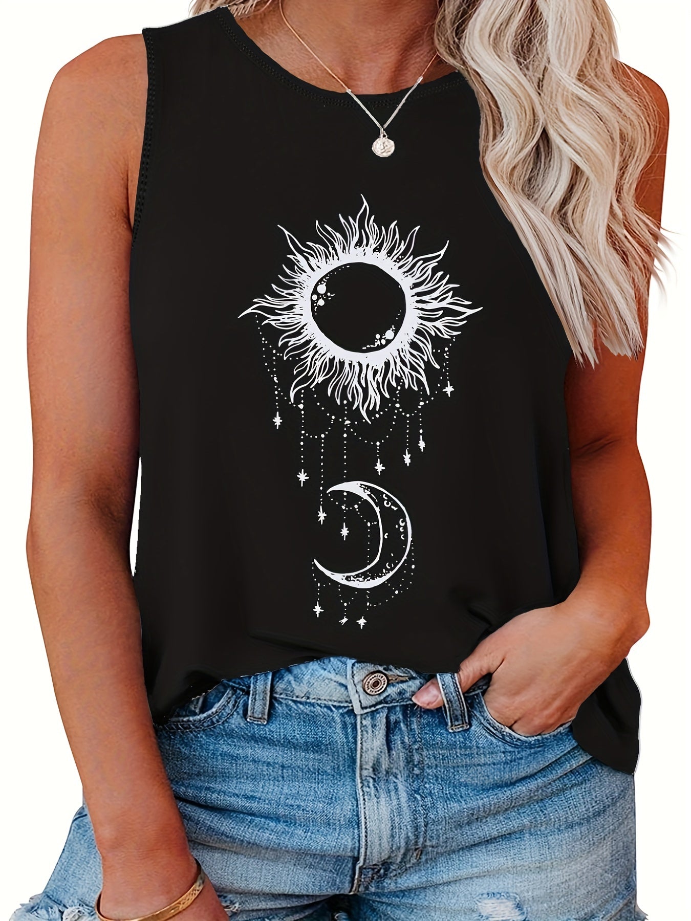 Sun & Moon Print Tank Top