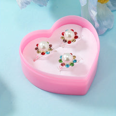 3pcs Girls Faux Pearl Rings Kids Accessories