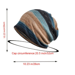 Soft Sleeping Cap Beanie Hat Unisex Stretch Stripe Cap Multifunction Headwear