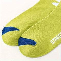 5 Pairs Boys Letter Pattern Crew Socks Cotton Blend Casual Style