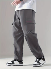Print Drawstring Cargo Pants Loose Casual Outdoor Straight Leg