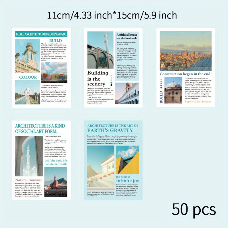 50 Sheets Retro Art Style DIY Journal Decoration Background Paper Pack