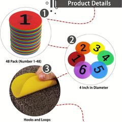48pcs Classroom Sitting Carpet Dots 1-48 6 Colors for Teacher Supplies Preschool