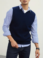 Men's V Neck Sweater Vest Preppy Style