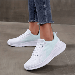 Women's Knitted Running Shoes Lace Up Sport Shoes Breathable Walking Shoes