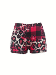 Leopard Print Skinny Shorts for Women