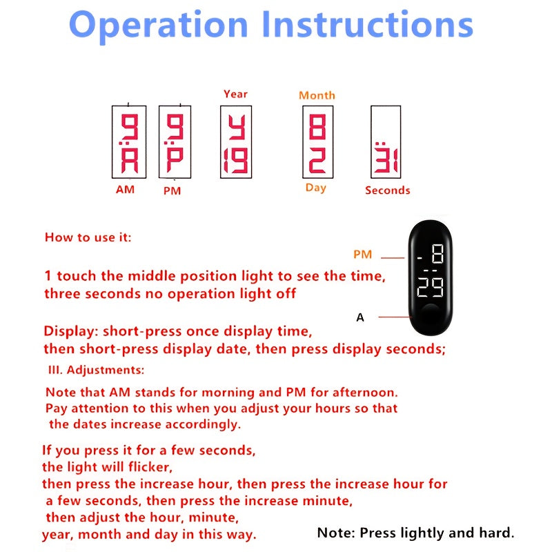 6pcs Cartoon LED Touch Screen Sports Bracelet Pink Purple Flower