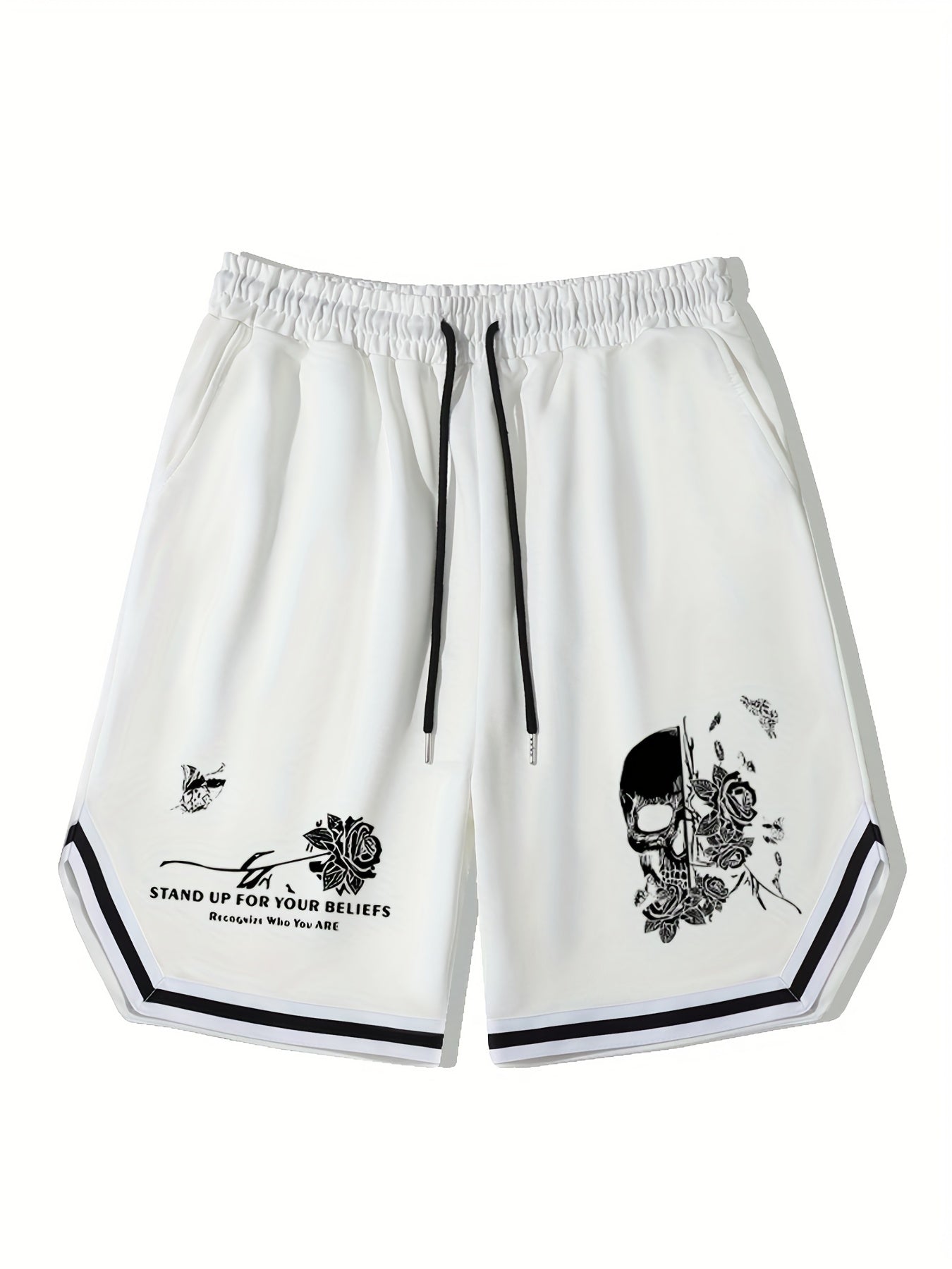 Men's Flower Skull Graphic Drawstring Shorts