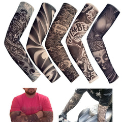 5pcs Tattoo Arm Sleeves UV Protection Ice Silk Sleeves for Outdoor Sports