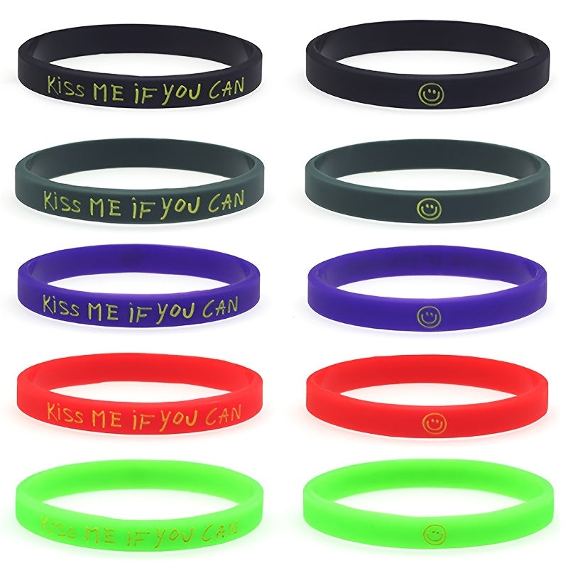 Smiling Face & Letter Silicone Bracelet Rubber Wristband