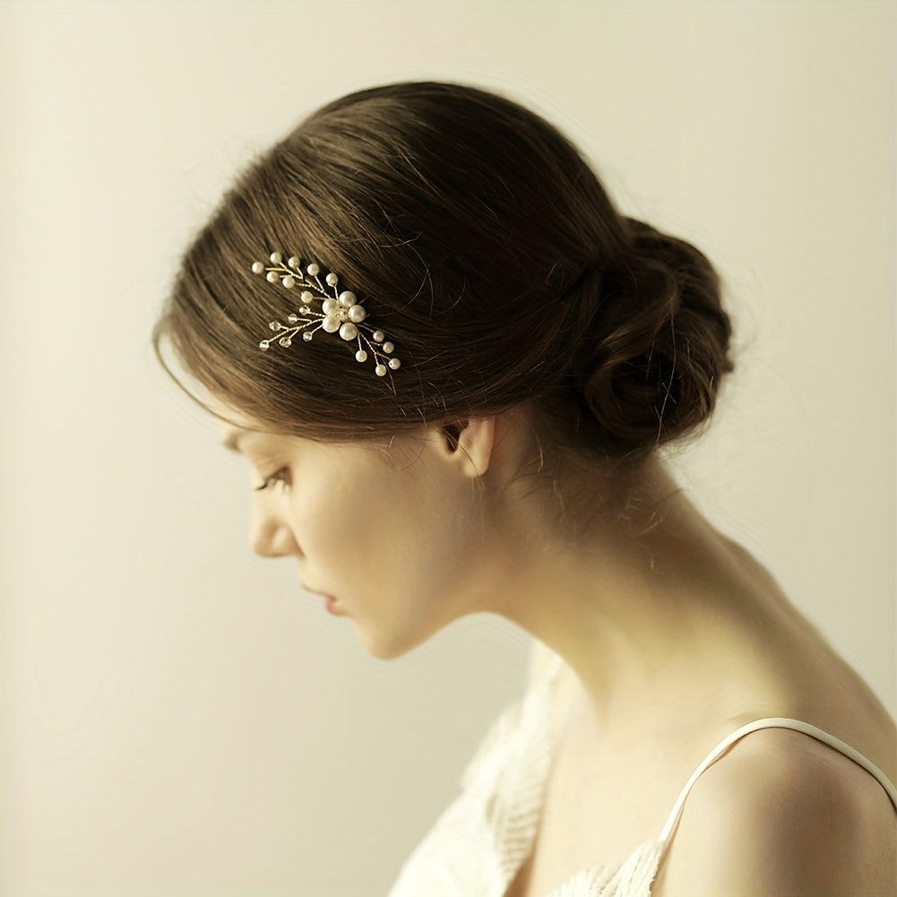 Faux Pearl Alloy Hairpin U shaped Hair Pin Head Jewelry Bridal Hair Accessories
