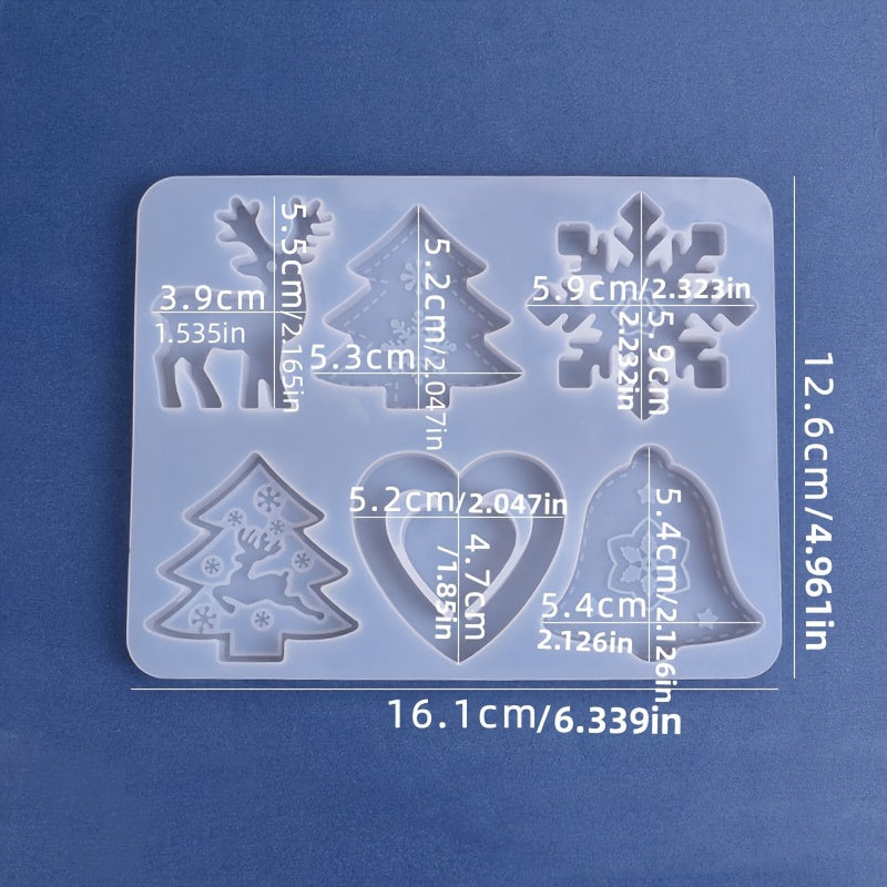 Christmas Pendant Silicone Mold Set Snowflake Elk Reindeer Keychain DIY