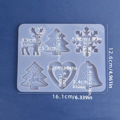 Christmas Pendant Silicone Mold Set Snowflake Elk Reindeer Keychain DIY
