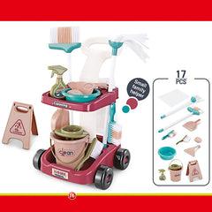 Kids' Cleaning Toy Set with Cart and Bucket