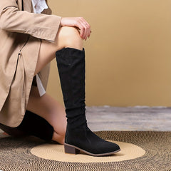 Women's Cowboy Boots Pointed Toe V-cut Stretch Slip On Western Boots