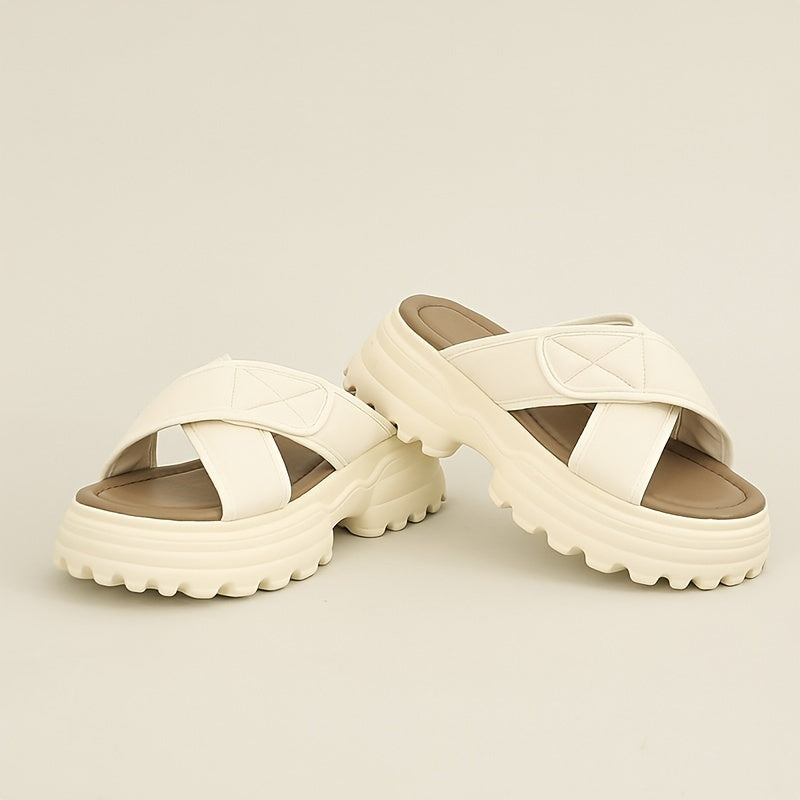 Women's Cross Strap Platform Sandals Slides