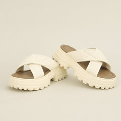Women's Cross Strap Platform Sandals Slides