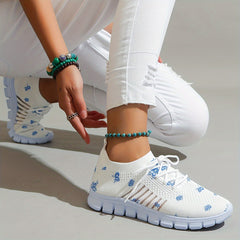 Floral Print Mesh Lightweight Running Shoes Breathable Sneakers
