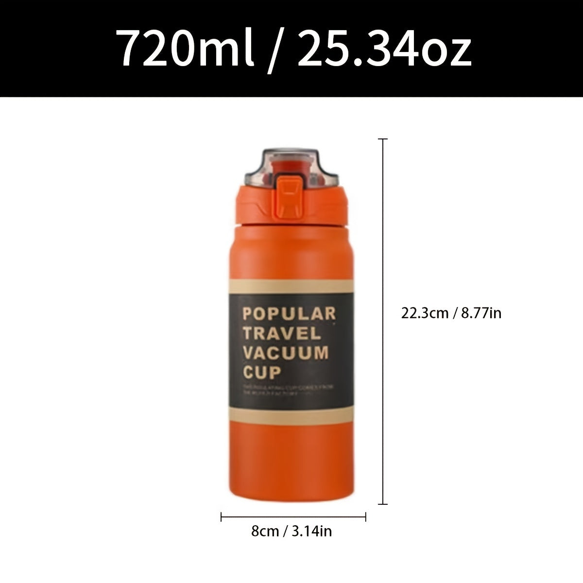 720ml Stainless Steel Vacuum Cup Large Capacity Portable Straw Cup