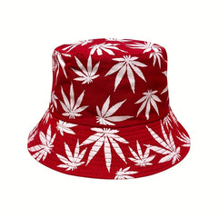 Multicolor Leaf Print Bucket Hat Unisex Lightweight Fisherman Cap