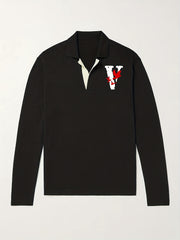 Men's Pigeon Pattern Knit Polo Shirt V Neck Pullover Sweater