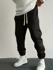 Solid Drawstring Sweatpants Loose Fit Men's Casual Joggers