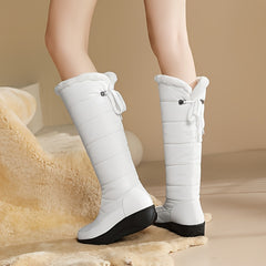 Waterproof Non slip Knee Boots Warm Plush Flat Lace Up Sports Sneakers