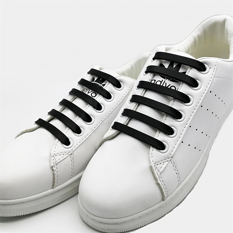 Silicone Tieless Lazy Shoe Laces Waterproof I-shaped Shoe Laces