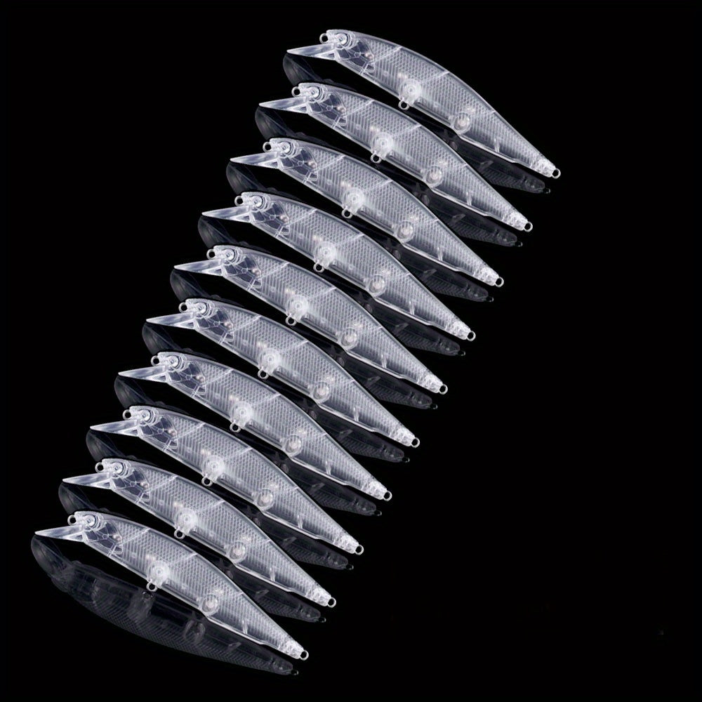 10pcs 12g Unpainted Minnow Lures DIY Fishing Tackle