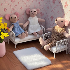 2pcs Metal Sofa w/ Cushion 1:12 Scale BJD Pretend Furniture Home Decor